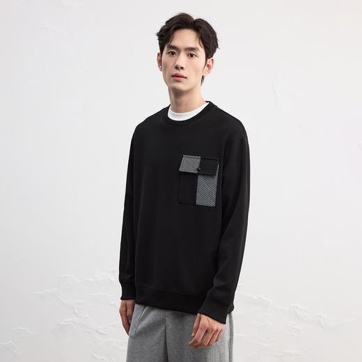 GXG男装25秋季时尚撞色口袋潮流舒适日常休闲宽松男式圆领卫衣K&C 商品图4