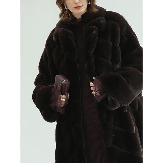 COCOBELLA高奢仿紫貂毛环保皮草外套女冬丰盈御寒长款大衣FU0006 商品图1