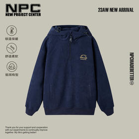 NPC潮牌复古灯芯绒连帽刺绣卫衣半开襟秋冬加绒上衣NP3AST37