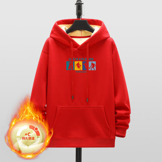 GXG男装【篮球少年】冬季时尚抽绳舒适百搭男式连帽加绒卫衣K&C 商品图4