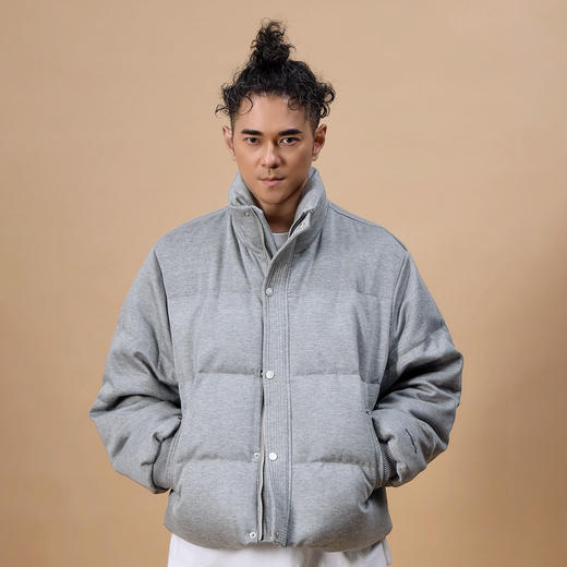 NPC潮牌字母刺绣90%白鸭绒立领短款羽绒服男夹克保暖NP49DJ08 商品图1