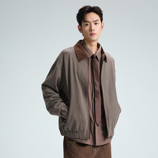 GXG男装25秋季经典千鸟格纹撞色复古休闲商务通勤男式翻领夹克K&C 商品图1