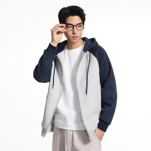 GXG男装秋季时尚潮流撞色休闲上衣男式宽松运动连帽开衫卫衣K&C 商品图2