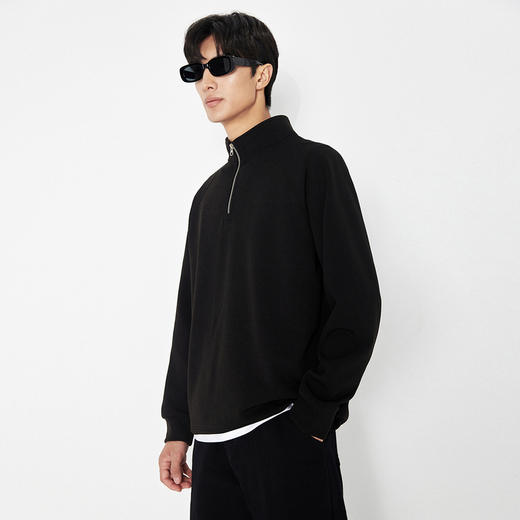 GXG男装秋季时尚潮牌可翻领式半拉链卫衣男式休闲圆领上衣K&C 商品图2
