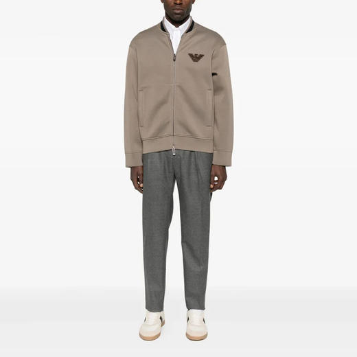 EMPORIO ARMANI 阿玛尼 男士鹰形徽标贴片双面针织拉链卫衣 棕色 EM002877 AF17545 U6189 商品图4