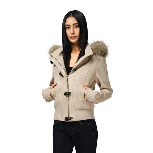 FDR 立领可拆卸帽子毛领牛角扣夹克外套 商品图0