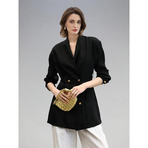 COCOBELLA静奢风商务通勤西装外套女中长款西服附腰带SC7019 商品图0