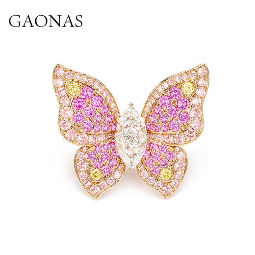GAONAS  粉蝶仙 时尚粉色蝴蝶开口戒指11732JP 商品图0