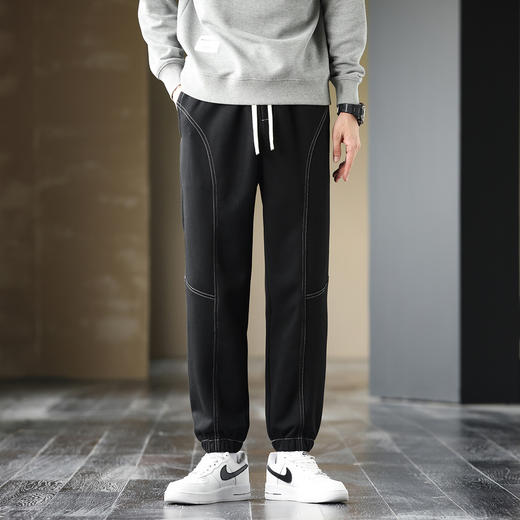 GXG男装25春季时尚线条感显高显瘦运动宽松男式休闲束脚长裤K&C 商品图5