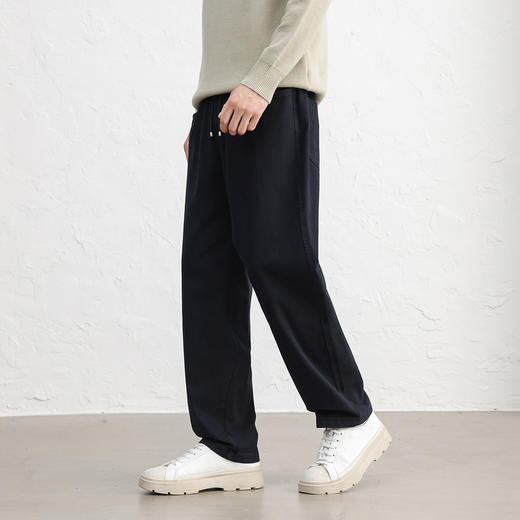 GXG男装【100%棉】25秋季时尚舒适松紧腰系绳简约直筒男式休闲裤K&C 商品图2