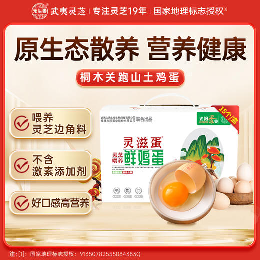 灵芝鲜鸡蛋15枚/盒灵芝边角料喂养健康又营养 商品图0