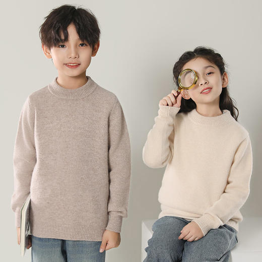 老米优品🎈100%澳洲进口羊毛！品牌代工！双股加厚可亲子。100-170码《儿童百搭套头羊毛衫》15个色！软糯亲肤，毛感丰盈！男女童纯色简约保暖毛衣 商品图4