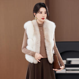 丁摩冬新款狐狸毛背毛面包块皮草马甲背心女加厚保暖显瘦时尚毛毛外套ALW8329