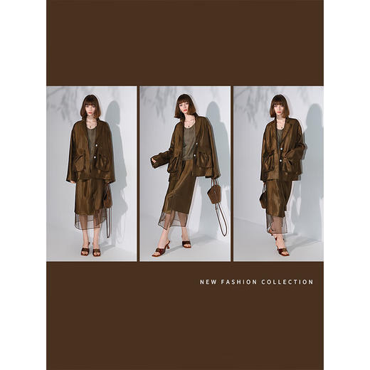 COCOBELLA奢感珠光轻奢人丝西装秋立体口袋松弛感西服外套SI3027-2 商品图2