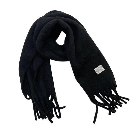 丁摩 韩国订单~80羊毛WOOL字母标百搭纯色流苏围巾东大门新款围脖5ZF-037 商品图4