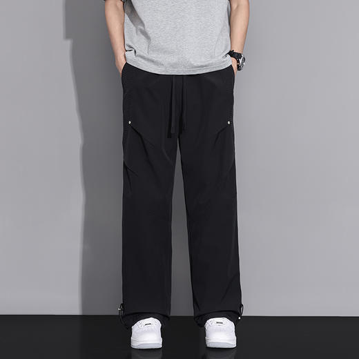 GXG男装2025春季弹力抽绳设计户外运动百搭宽松直筒休闲长裤K&C 商品图12