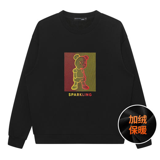 GXG男装【创意小熊】冬季简约字母印花款男士加绒卫衣K&C 商品图2