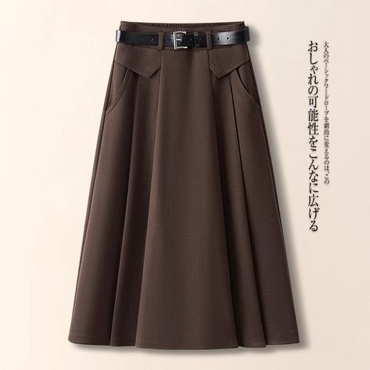 【柔软亲肤质感❗️适合各种腿型】咖色2025年秋冬新款高腰A字半身裙显瘦百搭黑色赫本风中长伞裙。jb 商品图3