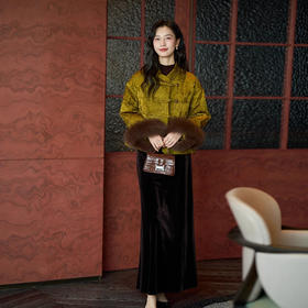 丁摩 立领盘扣鹅绒保暖羽绒服女冬进口狐狸毛袖宽松复古加厚外套5ZF-76045