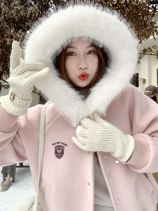 <曾小咸推荐>现货秒杀 ！微信超特价！韩系毛绒连帽毛呢外套 日常369.99 立减180 秒杀189.99！！ 商品图11