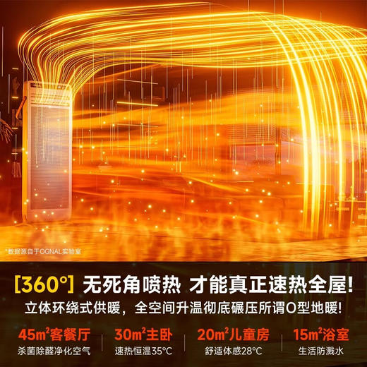 奥戈那OGNAL取暖器家用轻音立式变频电暖气石墨烯卧室客厅办公室大面积节能速热暖风机 2600W AI智能 石墨烯速热HB22-RS21/HB26-RS21/HB30-RS21 商品图4