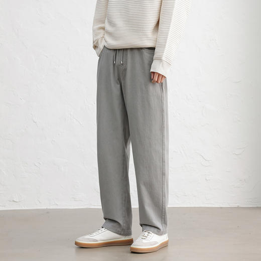 GXG男装【100%棉】25秋季时尚舒适松紧腰系绳简约直筒男式休闲裤K&C 商品图5