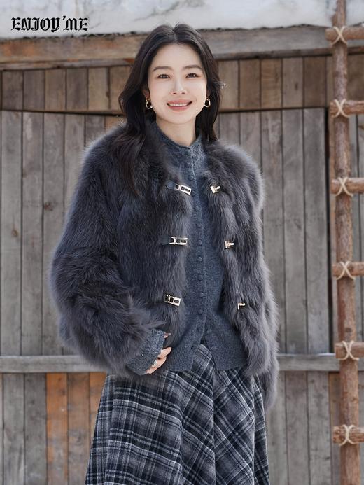 【门店同款】ENJOY冬季“暖冬软糖”首尔月光排扣狐狸毛皮草 168143321 商品图1