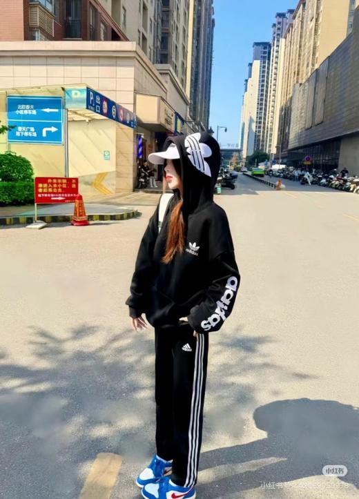 D121599冬季新款高版字母刺绣贴布男女同款加绒连帽卫衣 商品图7