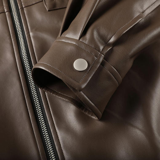 GXG男装【PU皮】25秋季时尚百搭复古简约通勤休闲男式翻领夹克K&C 商品图9