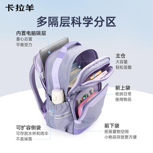 【云朵书包3.0】卡拉羊中学生26L/30.3L六维防下坠减负云朵书包星际漫游 CX5024/L 商品图4