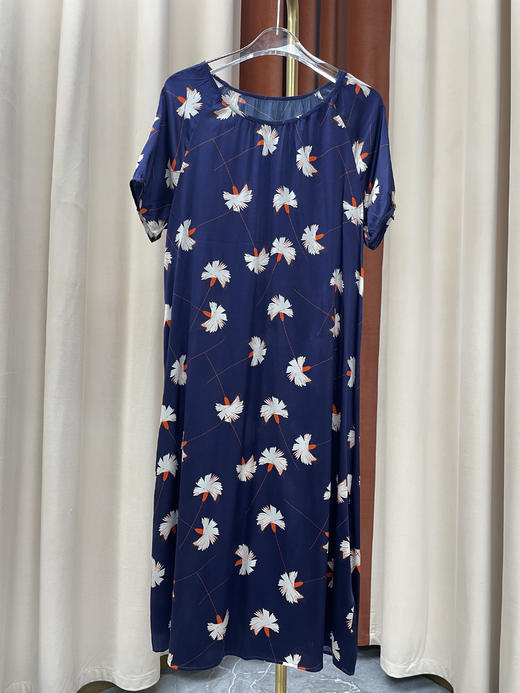 「断码清仓」蒲公英印花真丝舒适连衣裙 L码 ZFYY203 商品图0