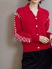 D121586法式红色设计感翻领针织开衫女2025新款新年软糯毛衣上衣 商品缩略图8