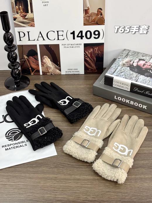 D121520加绒加厚款女士冬季麂皮+羊羔绒触屏手套 商品图7