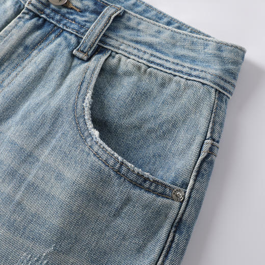 GXG男装夏季潮流百搭直筒裤男士薄款舒适牛仔休闲五分短裤K&C 商品图4