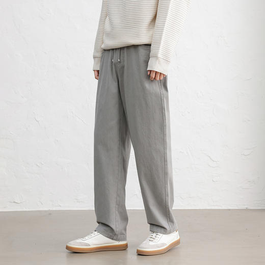 GXG男装【100%棉】25秋季时尚舒适松紧腰系绳简约直筒男式休闲裤K&C 商品图6