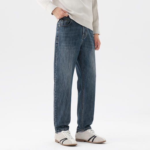 GXG男装25秋季日常通勤纯色简约百搭休闲时尚亲肤男式直筒牛仔裤K&C 商品图2