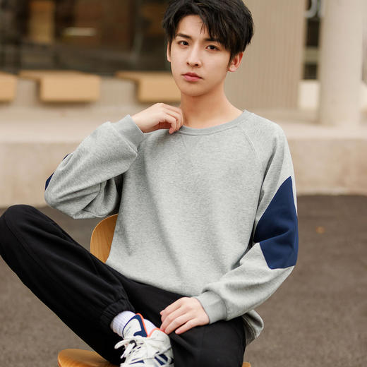 GXG男装秋季时尚撞色拼接运动休闲男式圆领长袖卫衣K&C 商品图13