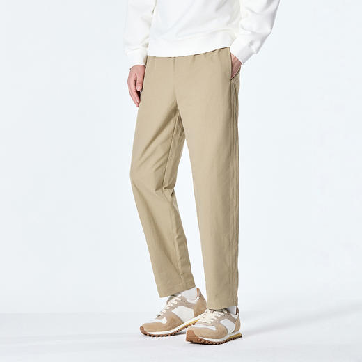 GXG男装秋季时尚简约纯色舒适松紧腰头直筒裤男式系绳休闲长裤K&C 商品图5