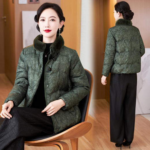 丁摩羽绒服女加厚保暖白鸭绒外套时尚冬装太太妈妈冬季獭兔领ALW 621682 商品图1