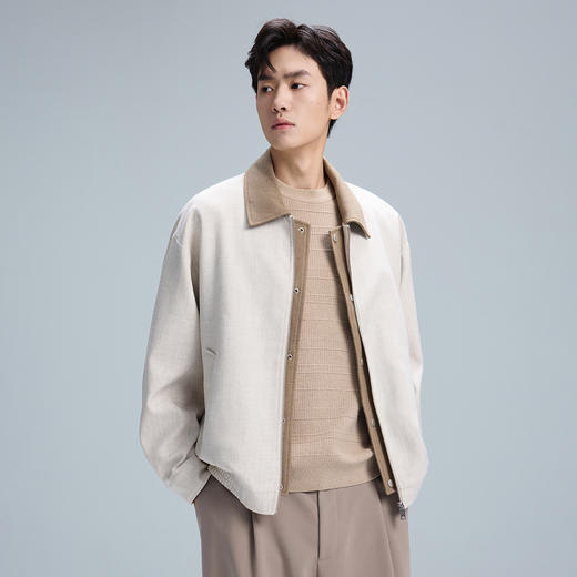 GXG男装25秋季时尚潮流撞色拼接简约百搭复古休闲男式翻领夹克K&C 商品图4