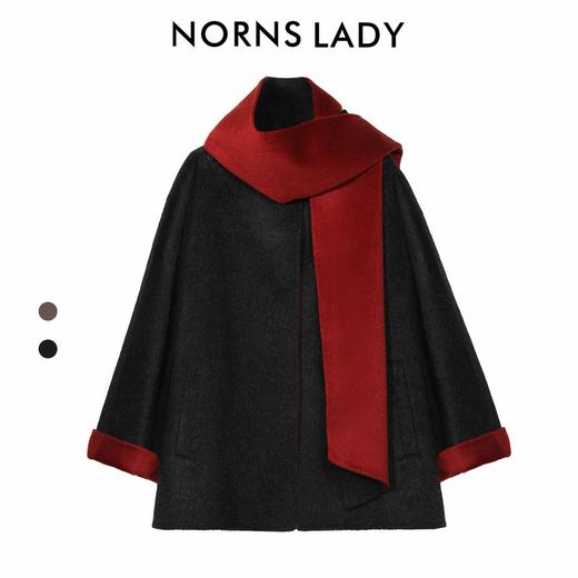 NORNS LADY诺恩【围巾大衣】秋冬款双面双色绵羊毛大衣外套 T24WA37363 商品图5