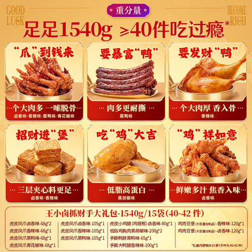 王小卤抓财手礼盒1349g含15袋爆款卤味爪到财来送礼必送财气 商品图1