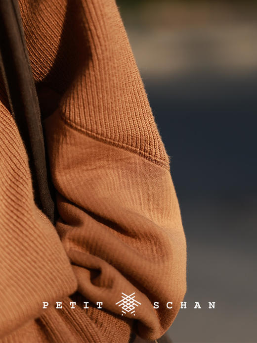 PETIT SCHAN小闪 CLO#997 Hazelnut 榛果 棉羊毛混纺罗纹连帽卫衣 商品图5