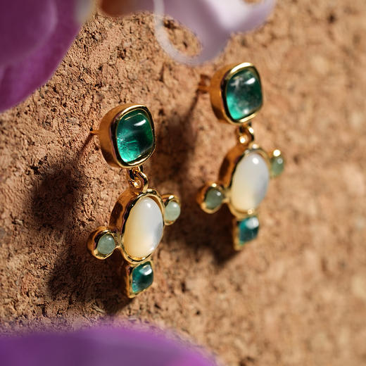 北京仓｜Goossens Paris-BOHEME-绿色 十字 岩石水晶 吊坠 耳环［法国设计师］ 商品图2