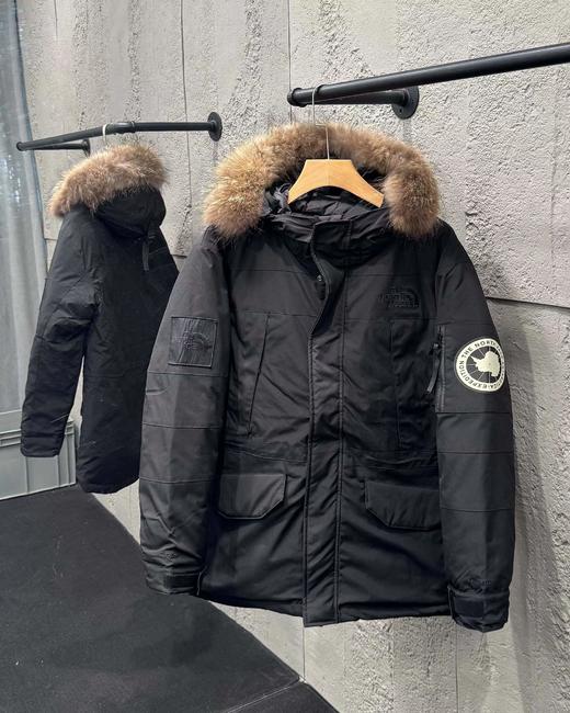 D121540休闲机能工装风纯色毛领连帽中长款滑雪服极地羽绒服男女同款 商品图3