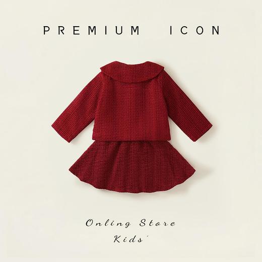 Hania2026年新年 女童套装秋冬季新款儿童生日红色宝宝夹棉毛呢两件套新年服90-140★ 商品图4