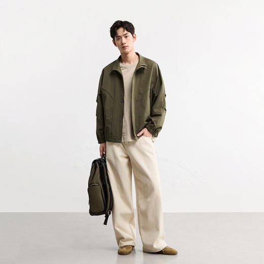 GXG男装25秋季时尚潮流简约纯色宽松休闲防风男式立领短款夹克K&C 商品图9