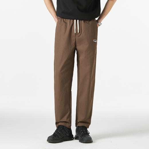 GXG男装25春季时尚贴布潮流系绳舒适松紧腰头直筒裤男式休闲长裤K&C 商品图4