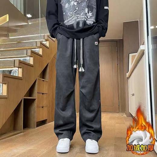 D121570秋冬新款暗纹扎染直筒脏脏裤加绒加厚情侣款卫裤 商品图7