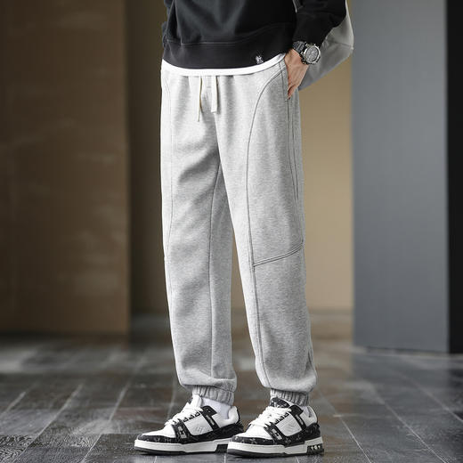 GXG男装25春季时尚线条感显高显瘦运动宽松男式休闲束脚长裤K&C 商品图4